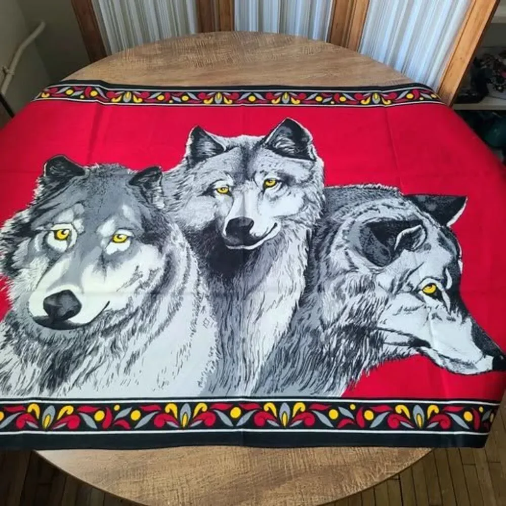 90's Wolf Tapestry Wall Hanging 53